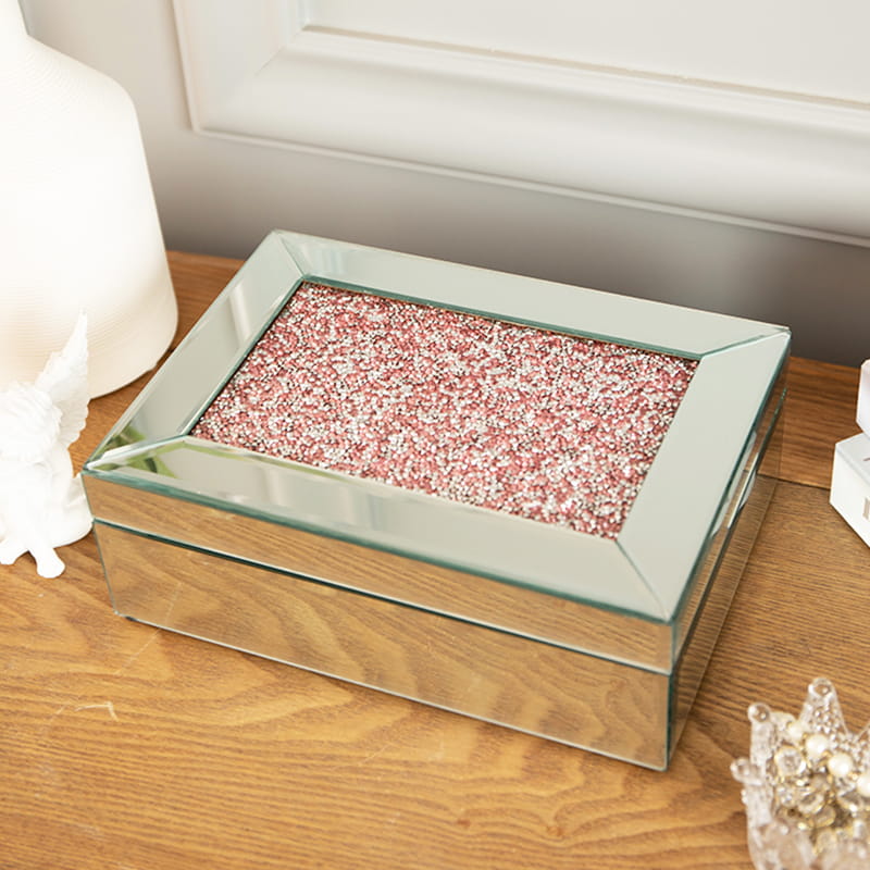 تخصيص صندوق مجوهرات حلية معكوسة منظم صندوق مجوهرات نسائي مع كريستال