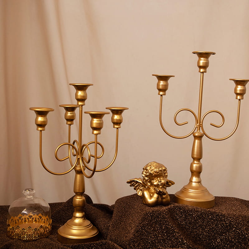 5-Candle Gold Metal Candle Stand Party عشاء شمعدان شمعدان لحفل الزفاف