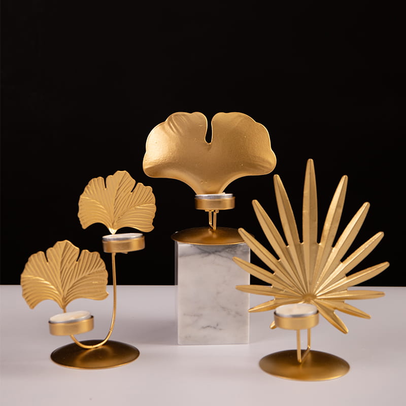 حامل شموع شمع معدني لطيف على شكل أوراق مختلفة لحفلات الزفاف أو ديكور المنزل اليومي